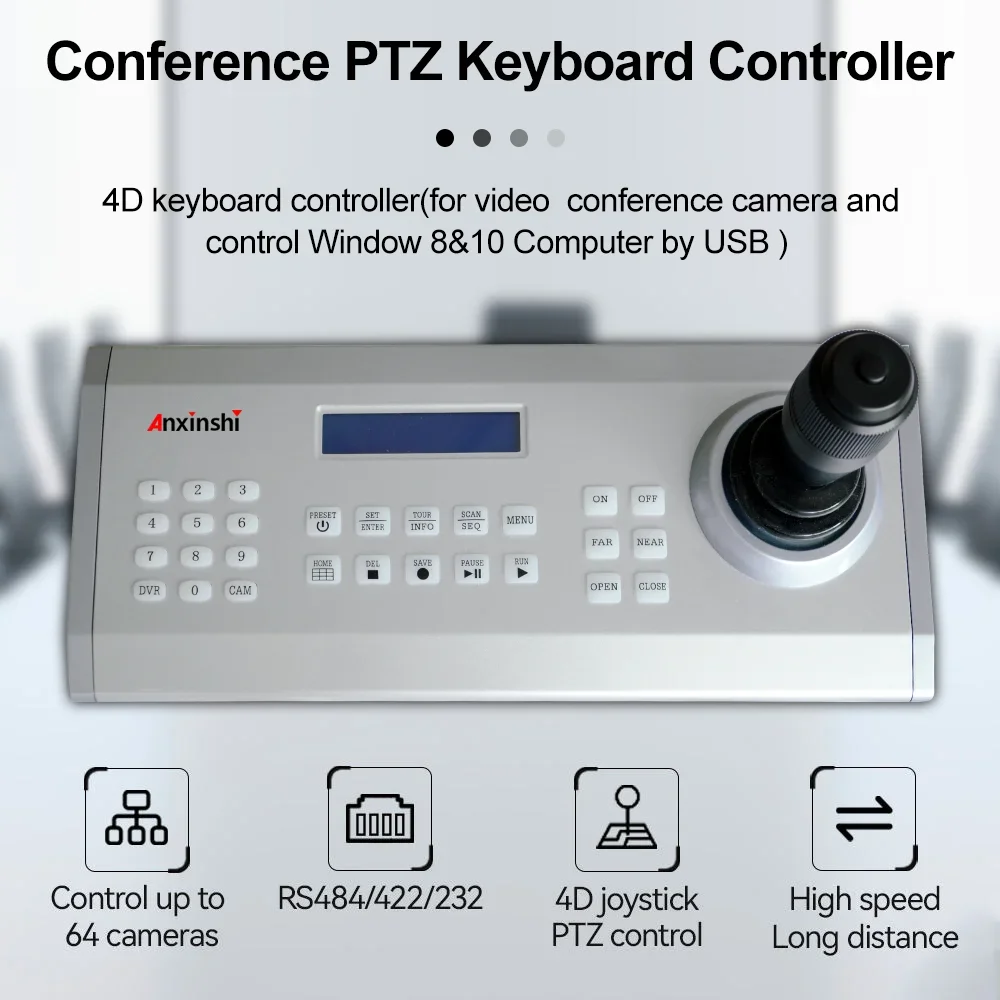 Anxinshi PTZ USB Keyboard Controller With 4D Joystick to Control Polycom Video Conference Camera via RS232 PTZ  Polycom EagleEye