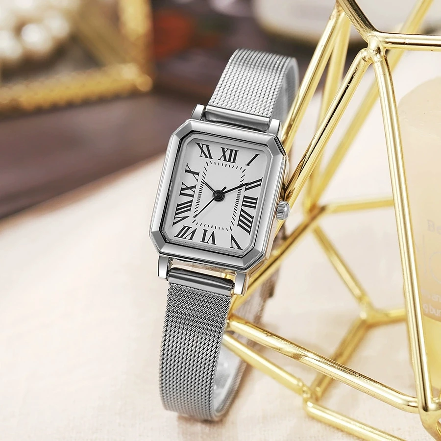 موضة جديدة الساعات الفاخرة للمرأة مستطيل ساعة كوارتز عادية السيدات الطلاب الفولاذ المقاوم للصدأ ساعة للهدايا Reloj Mujer #2