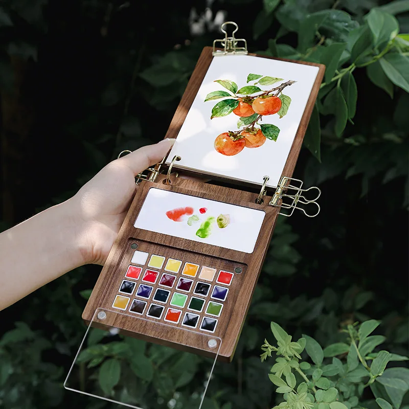 

Travel Portable Loose-leaf Watercolor Palette Set Paint Tray Drawing Board Students Go Out Sketching Painting Art Supplies