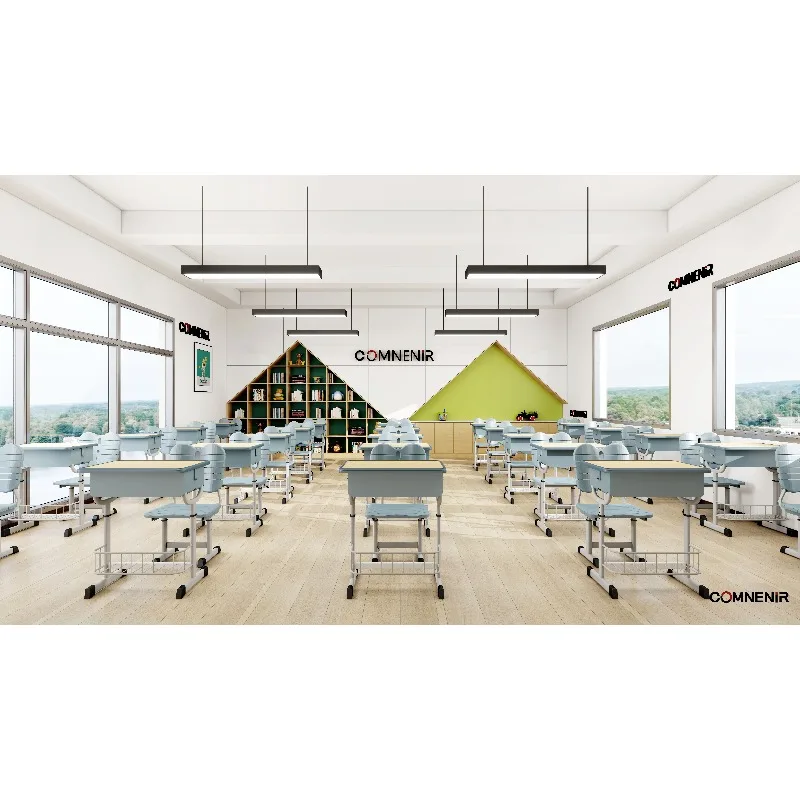 Escritorios y sillas escolares para estudiantes individuales, juego de escritorios para escuela secundaria, muebles escolares