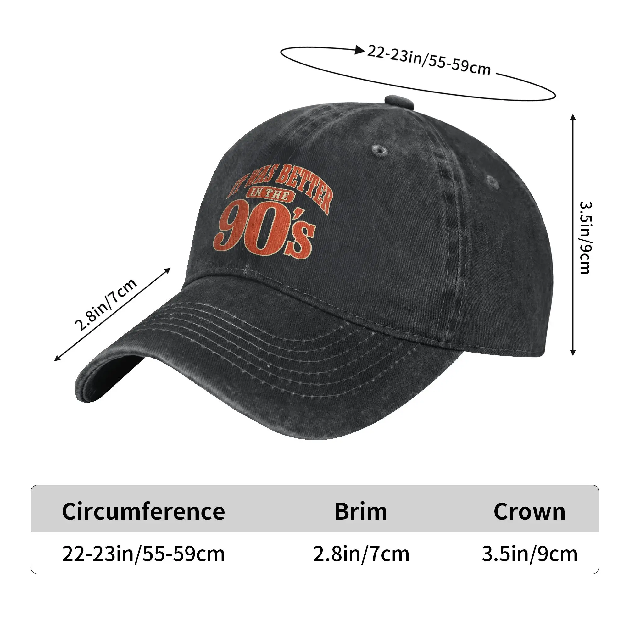 Summer It was Better in The 90s Vintage Nostalgia Retro Baseball Cap Sun  Sun-Proof Custom DIY Washed Hip Hop Hats  Hippie Cap