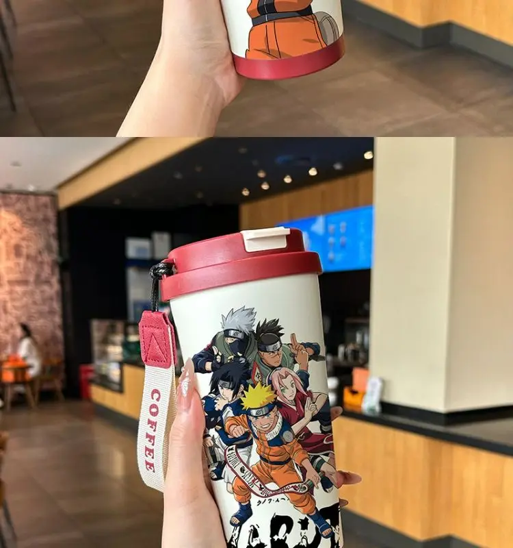 Naruto Uzumaki, Sasuke Uchiha, Sakura Haruno – Anime-Motiv, Edelstahl-Wasserflasche, tragbar, großes Fassungsvermögen, Becher mit Strohhalm. – Detail 12