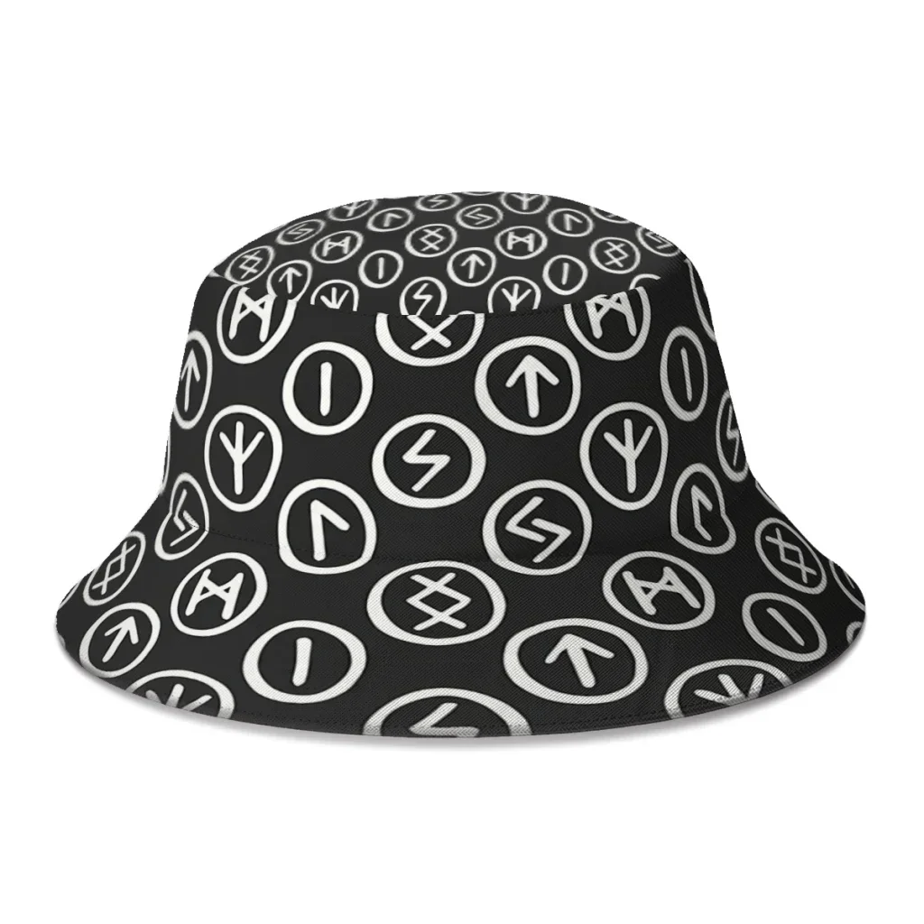 Ethnic Norwegian Icelandic Runes  Bucket Hat For Women Men Teenager Foldable Bob Fisherman Hats Panama Cap Autumn