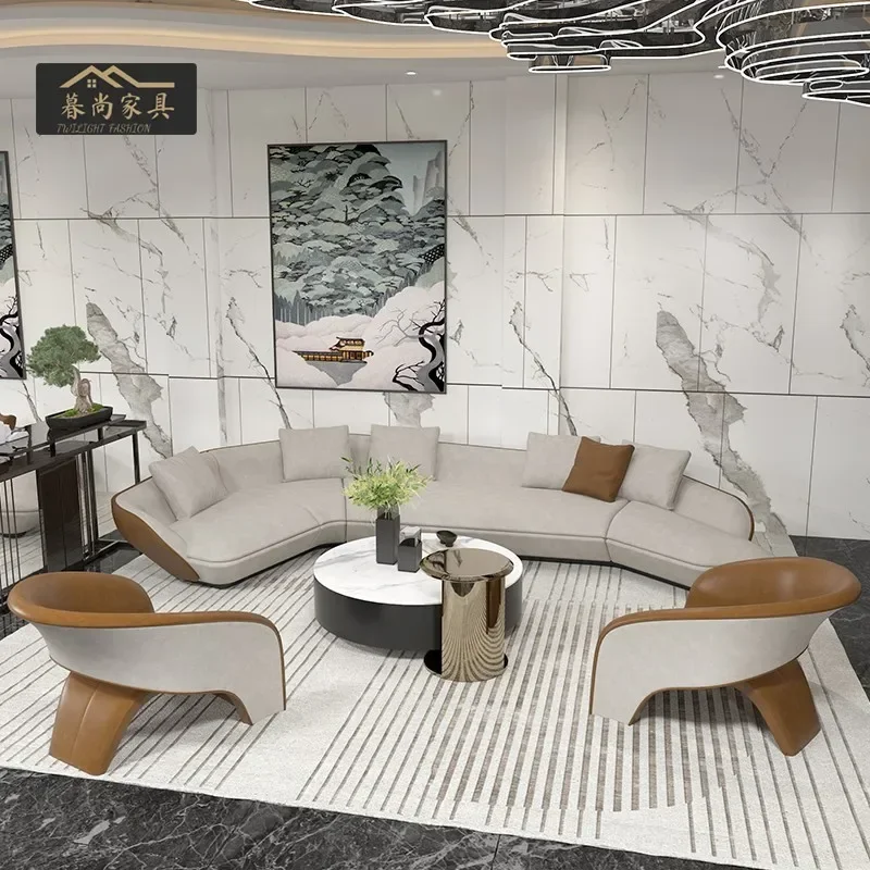 Hotel lobby lounge area curved sofa sales office to discuss reception booth beauty salon furniture customization