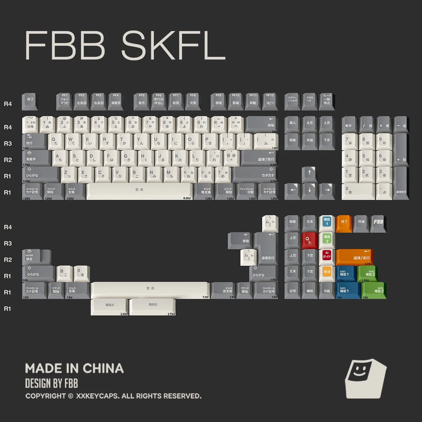 FBB SKFL Theme Keycaps 145 Keys Gray White 1.7mm PBT Dye Cherry Profile Custom Keyboard Cap for Mechanical Keyboard PC Gifts