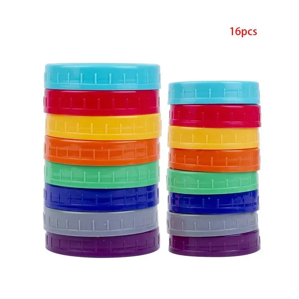 

16Pcs Regular Wide Mouth Canning Jar Lids 70Mm 86Mm Plastic Storage Caps Leak-Proof Sealing Cover