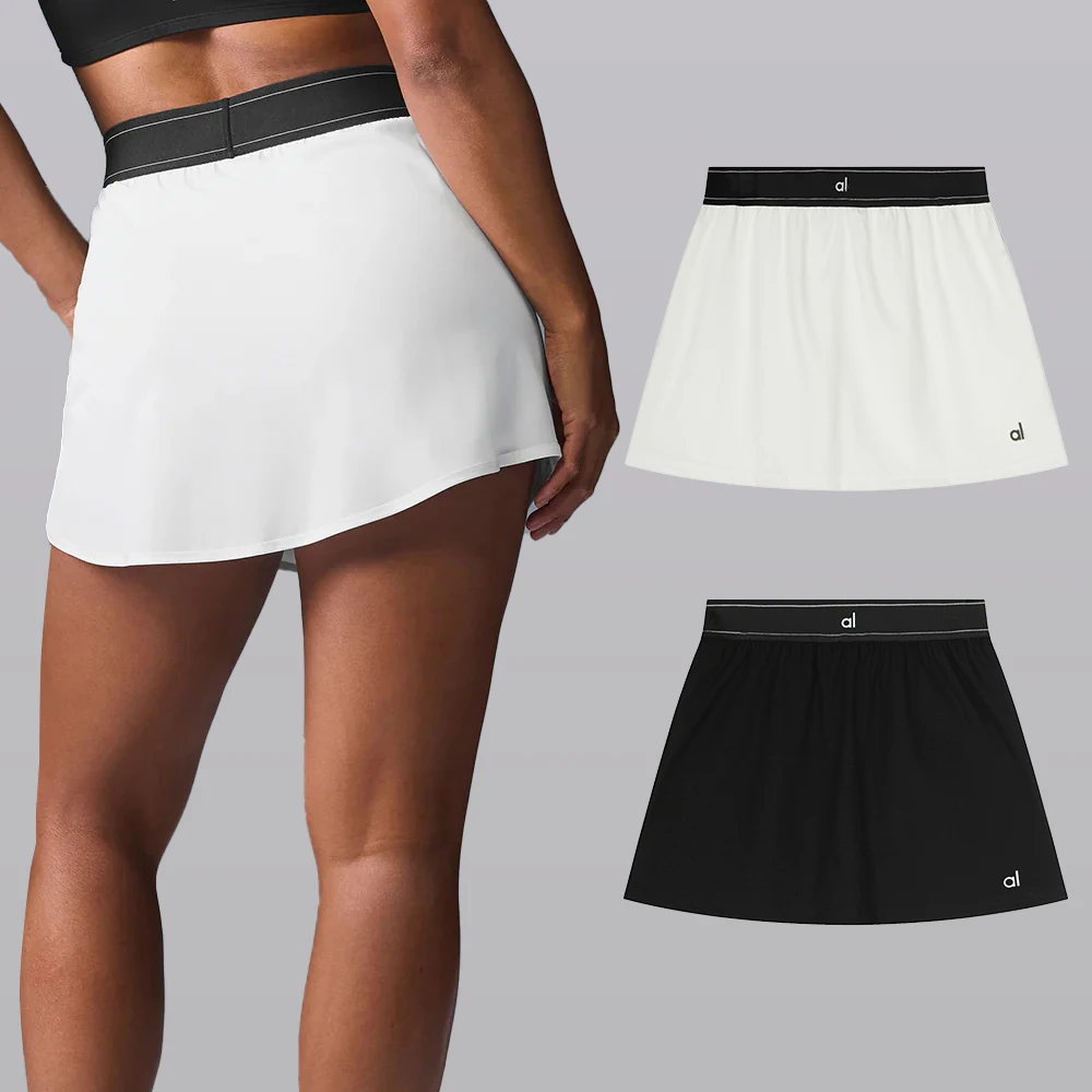 

2025 elastic waist women's tennis skirt with built-in shorts for running and fitness, quick-dry sports short skirt and shorts