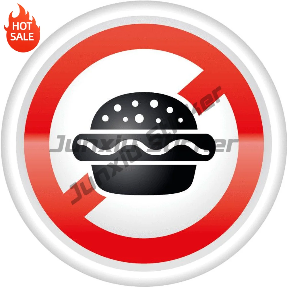 Ban Stop Sign No Burger Food Vinyl Car Sticker Self Adhesive Decal For Rear Window And Car Bumper Exterior Decoration