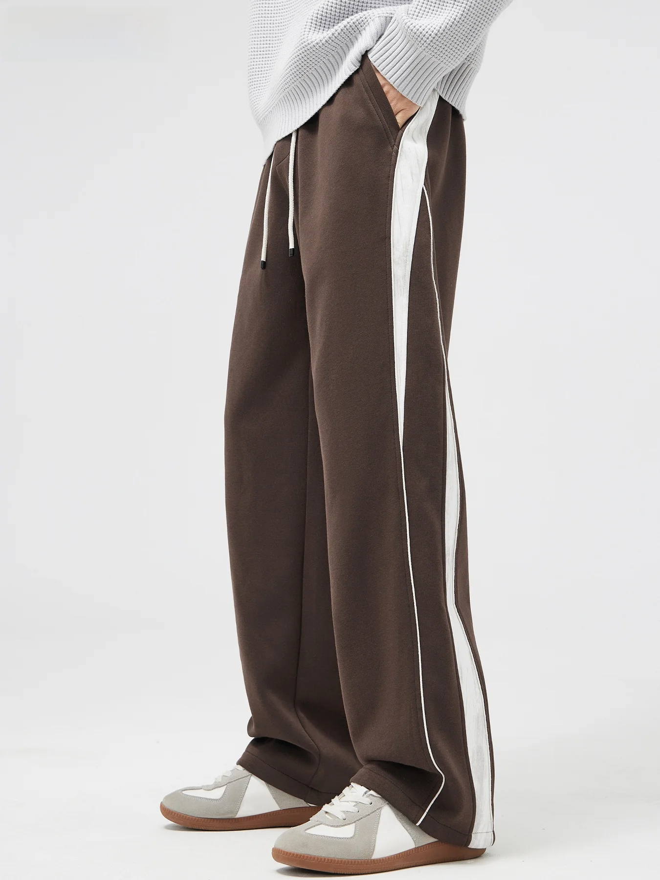 

Мужские брюки прямого кроя в американском ретро-стиле для осени и зимы, повседневные свободные спортивные штаны в полоску, удобные дышащие длинные брюки