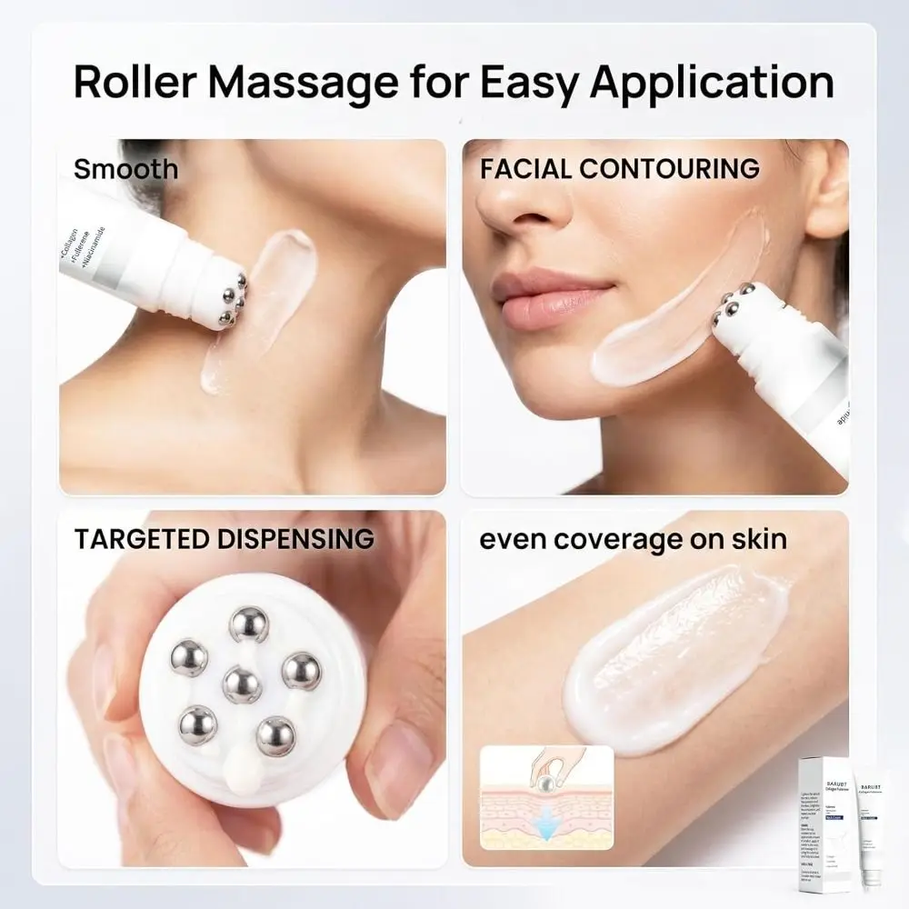 Skin Tightening Magic Collagen Fullerene Neck Cream with Roller 50g Magic Anti Fine Line Cream for Tightening and Firming