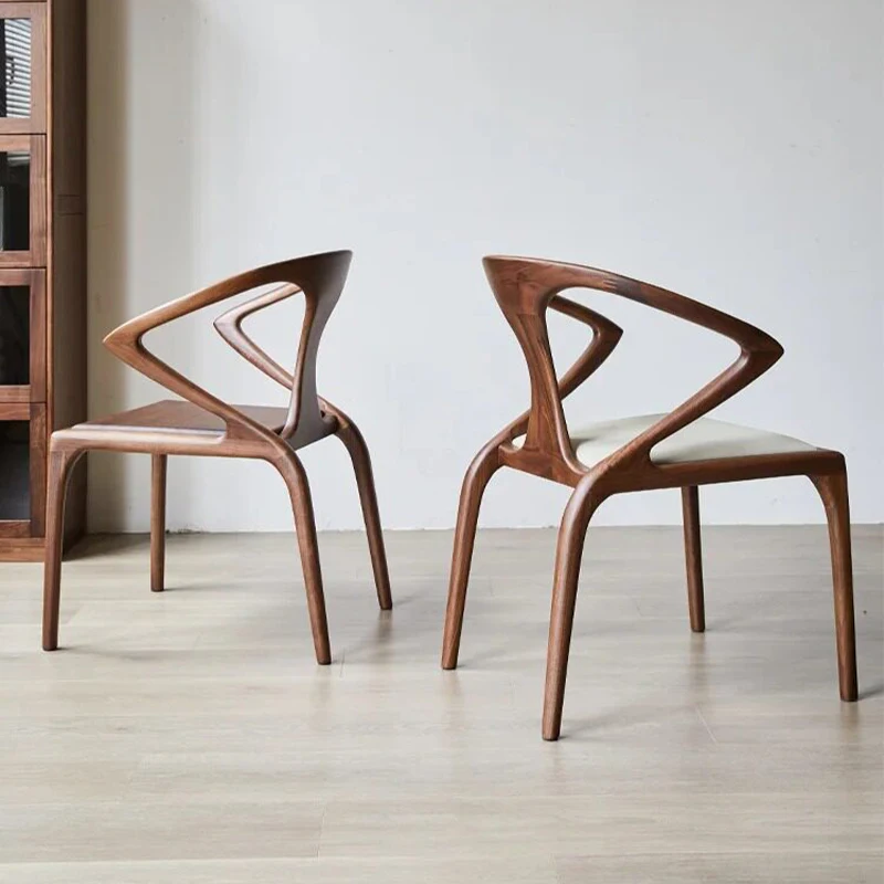 Modern Luxury Solid Wood Dining Chair Cheap with Curved Backrest, Upholstered Seat for Home Kitchen & Restaurant Use