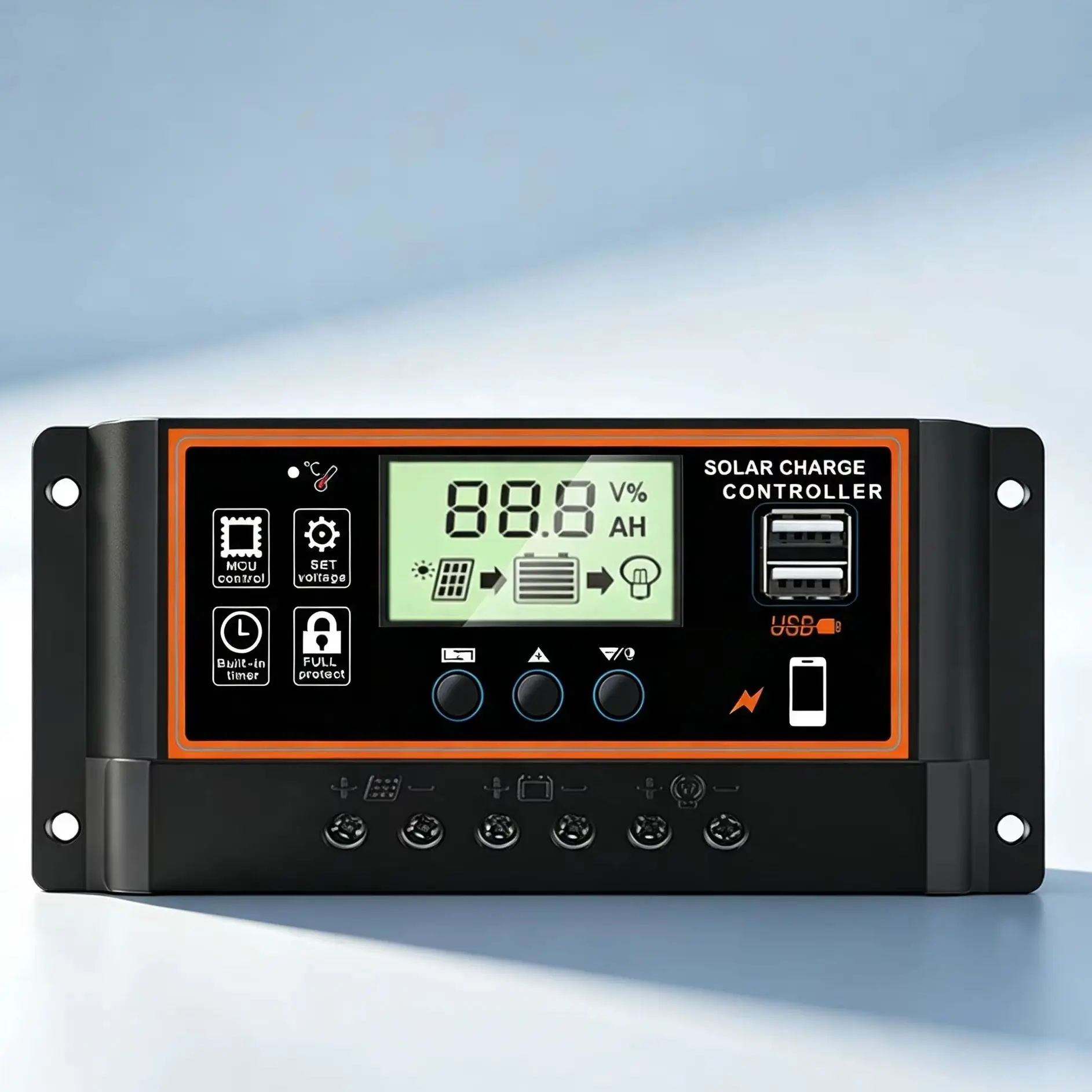 Smart 40A-60A Solar Panel Controller LCD Display Auto 12V 24V Identification Charge Discharge Regulator