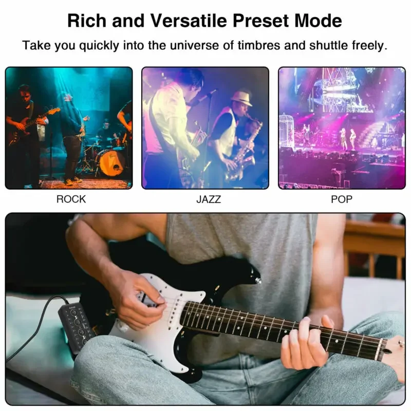 Lekato Mini amplificador de práctica de guitarra con conector para auriculares y distorsión - Altavoz recargable portátil para grabación, acústico/eléctrico