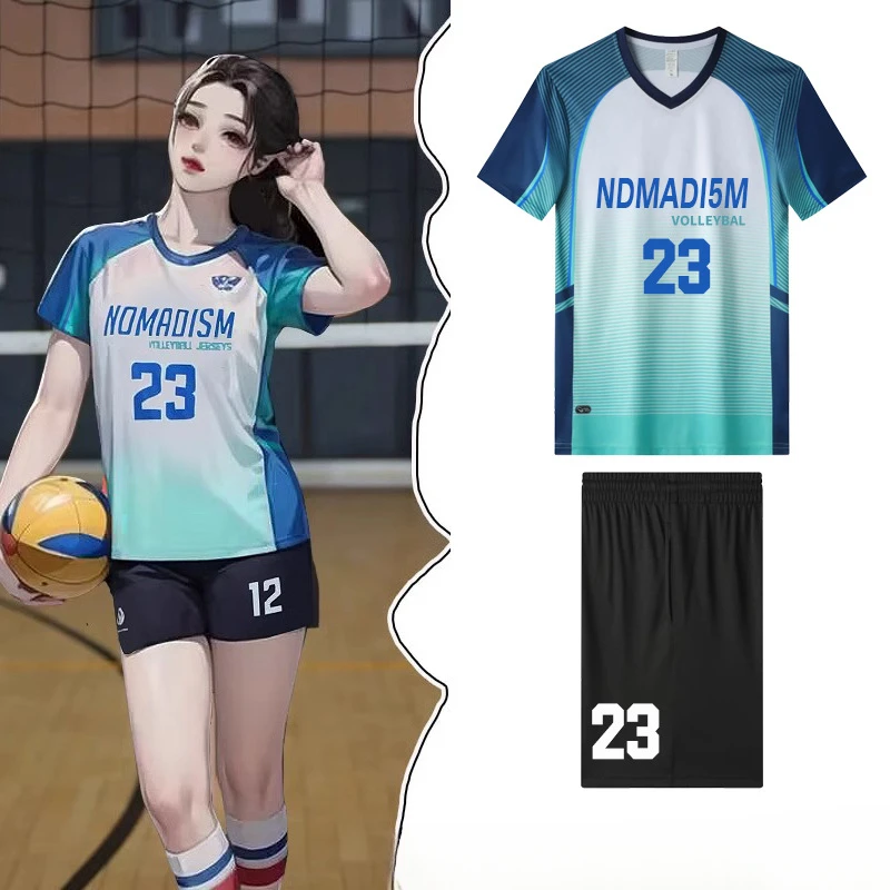 2024 New Volleyball Suit Men\'s and Women\'s Volleyball Sportswear Set Short Sleeve Feather Competition Suit Team Suit Large Size