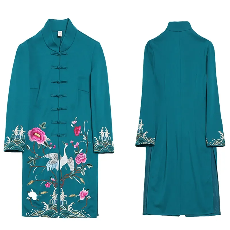 

Clothing Chinese Styles Vintage Women Hanfu Midi Qipao Two Pieces China Traditional Pants Set Tang Suit Robe Orientale Clothes