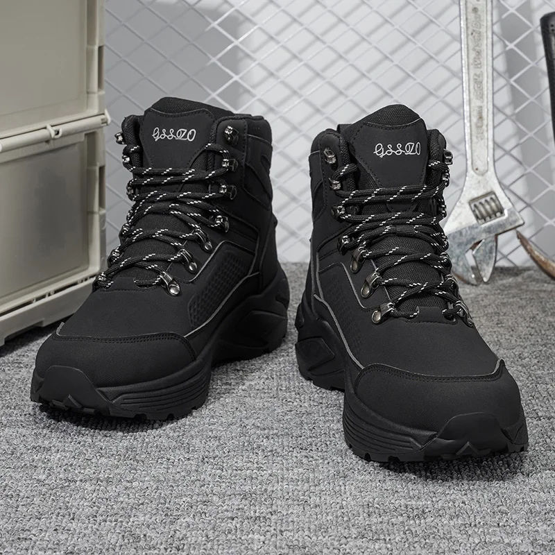 Men's High Top Sneakers Non-slip Wear-resistant Outdoor Hiking Shoes Travel Camping Sports Fashionable Versatile Casual Shoes