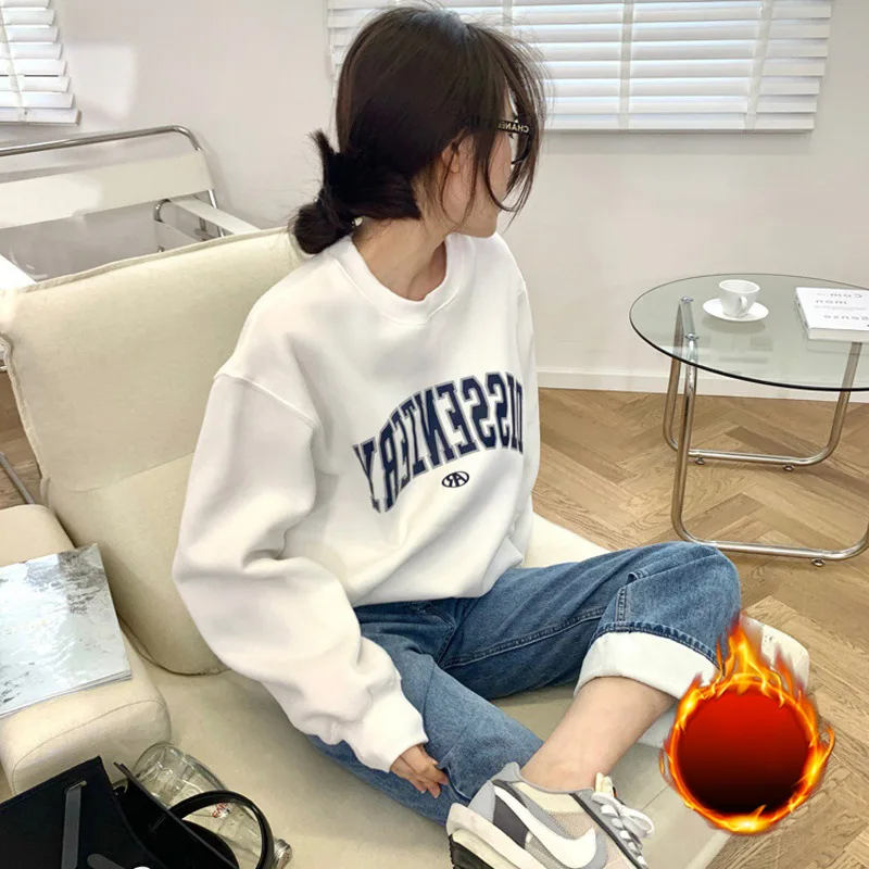Sudaderas con cuello redondo para mujer, suéteres ligeros Y2k de estilo coreano Kpop, camisetas de manga larga, Color sólido, novedad