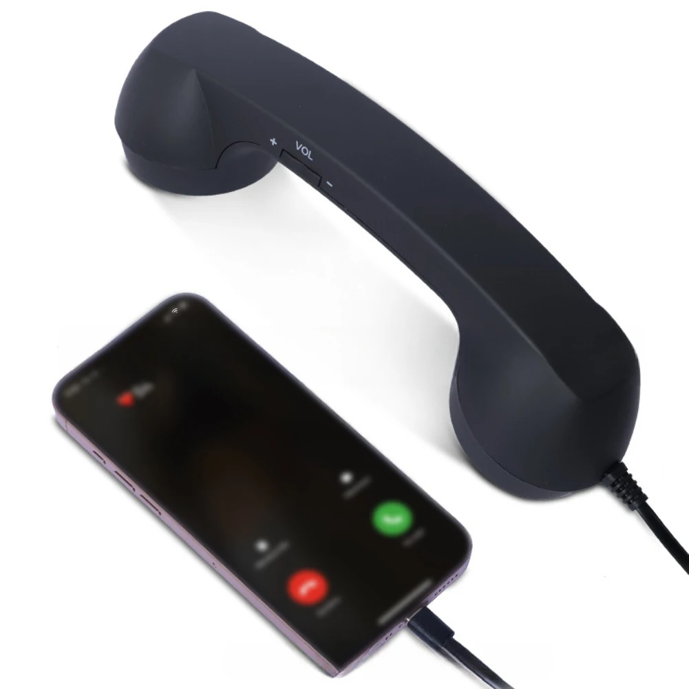 USB-C Retro Handset for Mobile Communication with Classic Outline Functional Microphone Placement and Solid ABS Frame