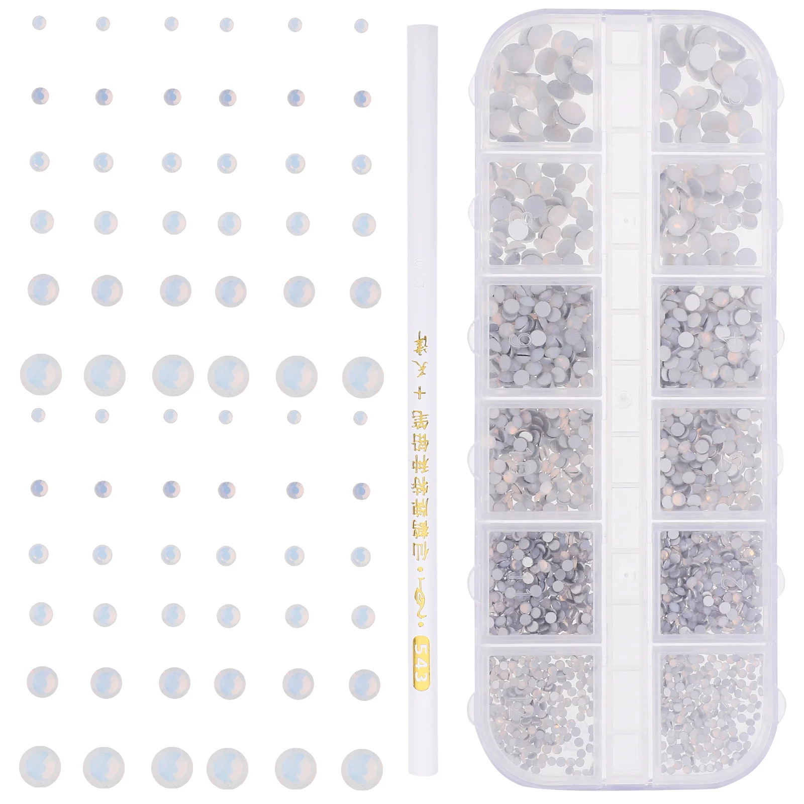 1세트 네일 참 박스 세트 미니 스타일리시 네일 젬 매니큐어 장식 여성용 네일 가짜 손톱 생일 새해 테마 파티