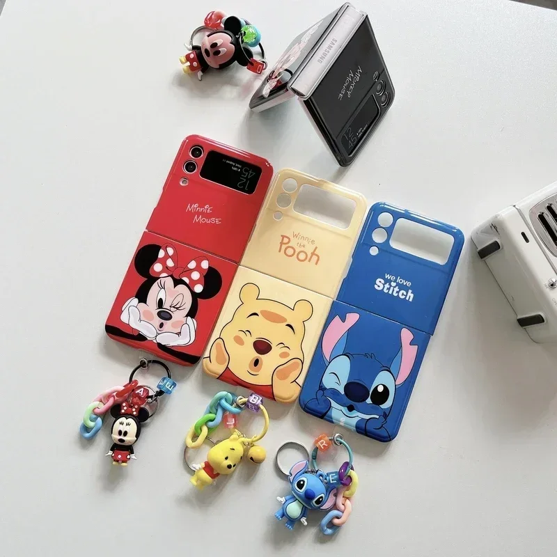 Disney Cartoon Mickey Minnie Mouse Stitch Winnie The Pooh Phone Case for Samsung Galaxy Z Flip 6 3 4 5 5G Hard Back Cover Funda