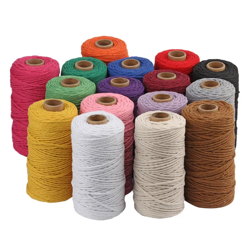 Corde de coton monochrome tissée à la main, ULde reliure optique colorée, fil de tissage, ULde tapisserie bricolage, 2 mètres, 2mm