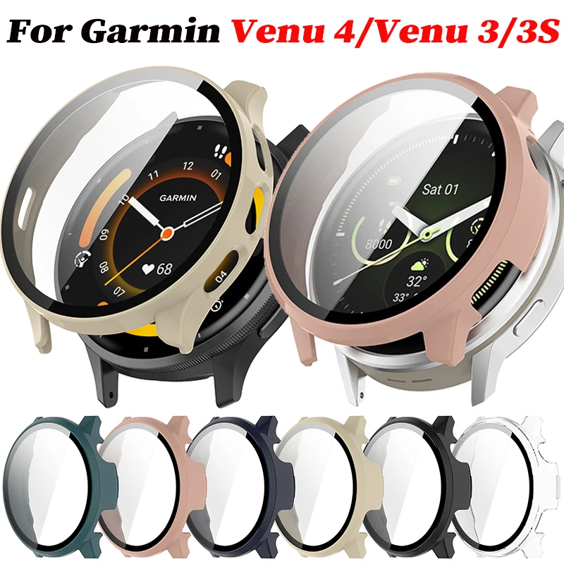 Tempered Glass Case For Garmin Venu 4 45 41mm Smart Watch  Protective Cover Bumper Venu3 3S Screen Protector Shell Accessories