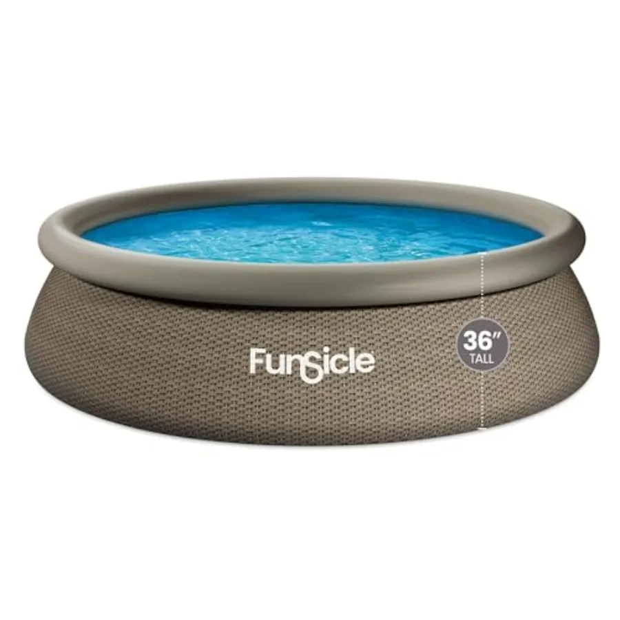 

Above ground swimming pool for backyard use, PVC material, blue color, quick inflatable setup with top ring design and included