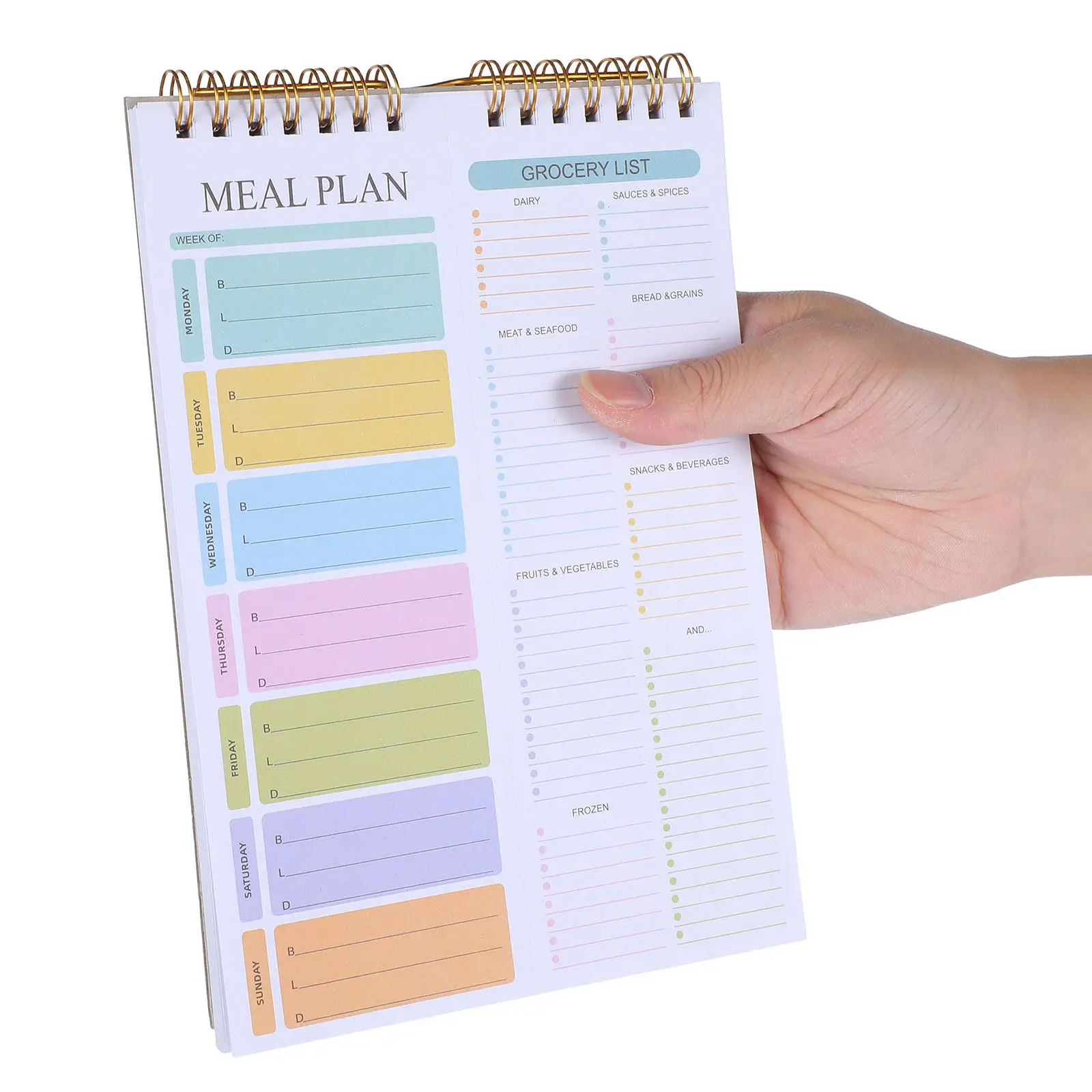 

A5 Undated Weekly Meal Planner Notebook Spiral Bound Magnetic Notepad Tear Off Grocery List Planning Organizer