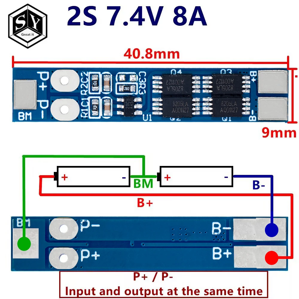 2S 7.4V 8A Li-ion 18650 Lithium Battery Charger Protection Board 8.4V Overcurrent Overcharge / Overdischarge Protection