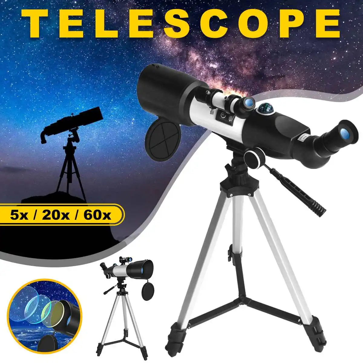 Professional Astronomical Telescope for Space Monocular 70MM Eyepiece Powerful Binoculars Night Vision for Star Camping