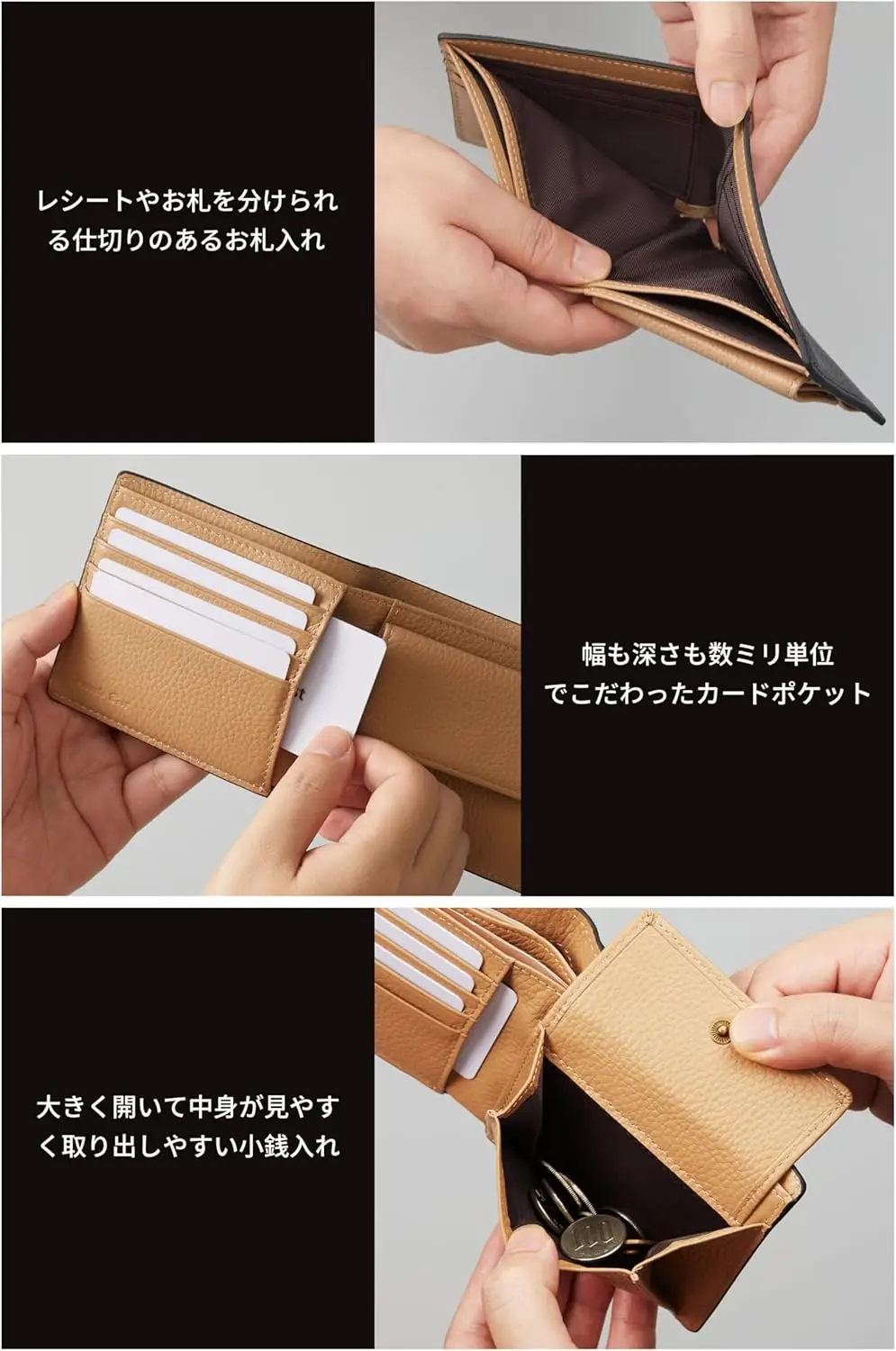 Pomelo Beste Herren-Lederbrieftasche, zweifarbige Farboptionen, klassisches Design – Detail 3