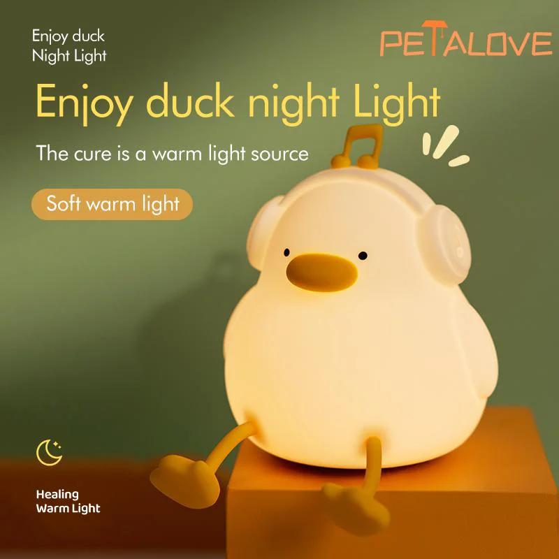 

Music Duck Night Light Cute Lovely Silicone Lamp USB Rechargeable Pat Control Bedside Room Decoration Birthday Christmas Gift