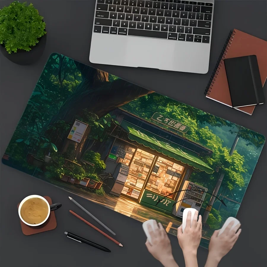 

Коврик для мыши XXL с ландшафтным рисунком, игровой настольный коврик с резиновой нескользящей основой для ПК, ноутбука, клавиатуры