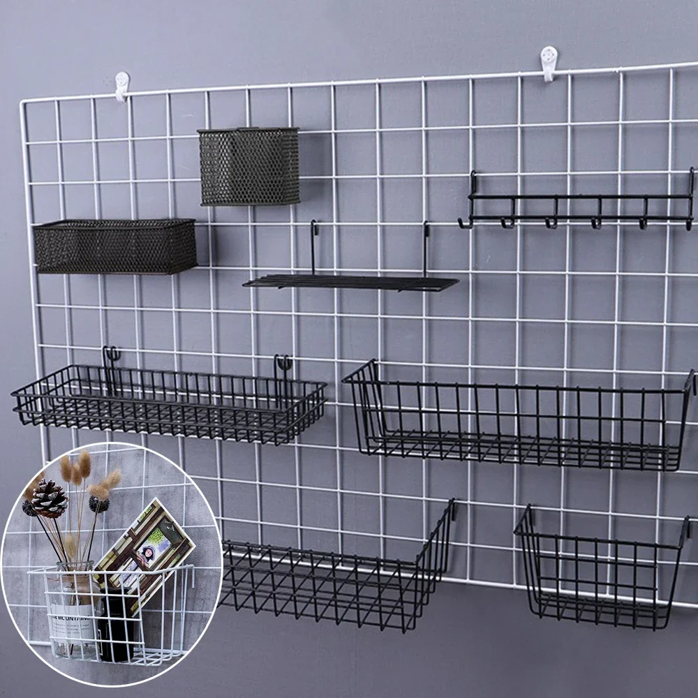 Grid Home Wall Decor Hanging Basket Pallet Shelf Storage Storage Basket Ins Wind Storage Basket Decoration Wall Shelves Indoor