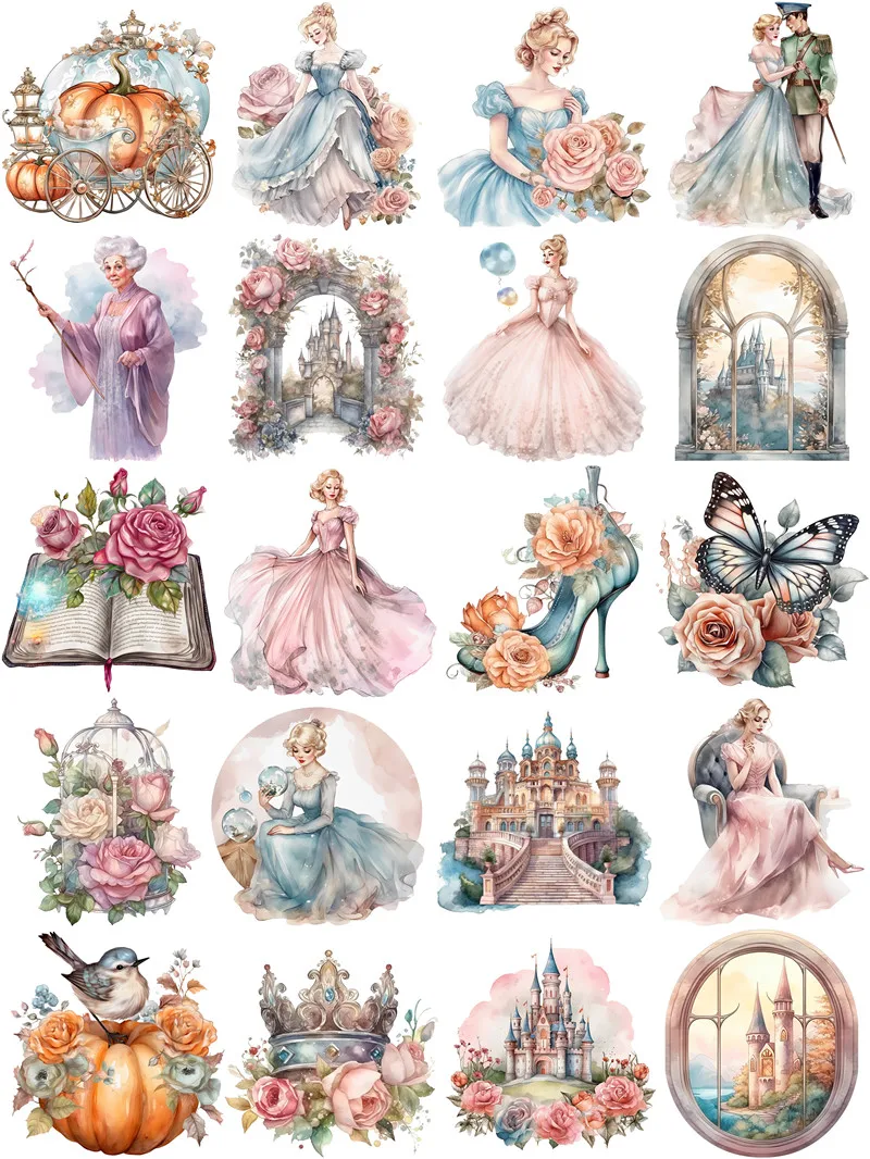 20Pcs/Pack Vintage Fairy Tale Princess Sticker DIY Craft Scrapbooking Album Junk Journal Decorative Stickers