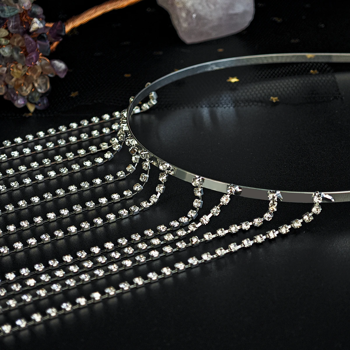 Europe and the United States Fashion Tassel Hair Band Exquisite Rhinestone Hair Bands for Women Banquet Head Ornament