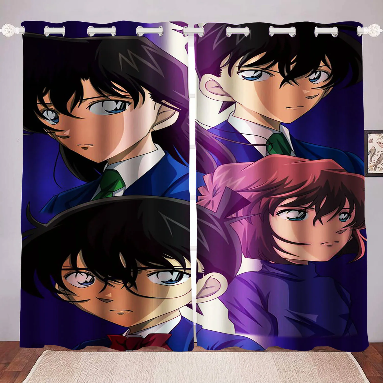 Cartoon Detective Conan Curtain Home Sets, Celebrity Window Decoration, 100% Polyester Shade, Bedroom, Living Room