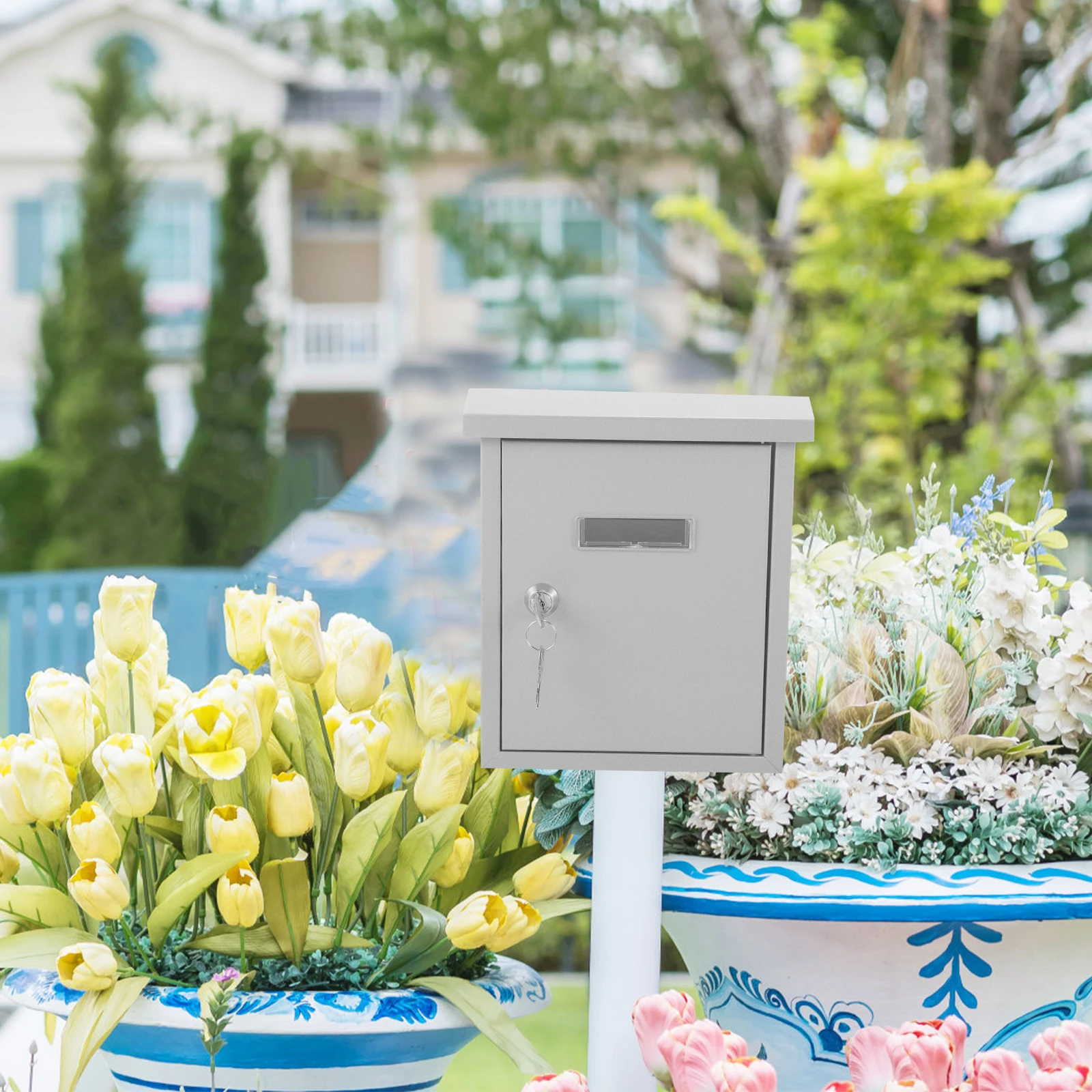 

Stainless Steel European Metal Mailbox Wall Mounted Vintage Decorative Exterior Waterproof Retro Letter Box for Home Office Wall