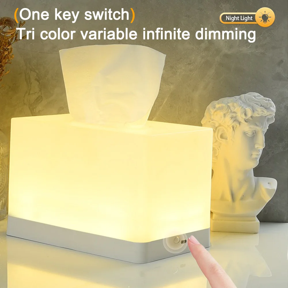 New Portable Storage Box USB Container Wipes Dispenser LED Tissue Box Office