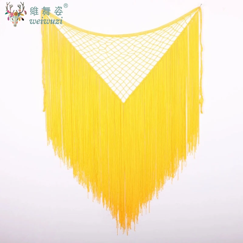 Swegal buikdans tailleketting Oosterse heuphanddoek met de hand gehaakte mesh driehoekige heuphanddoek met lange franjes veelzijdig