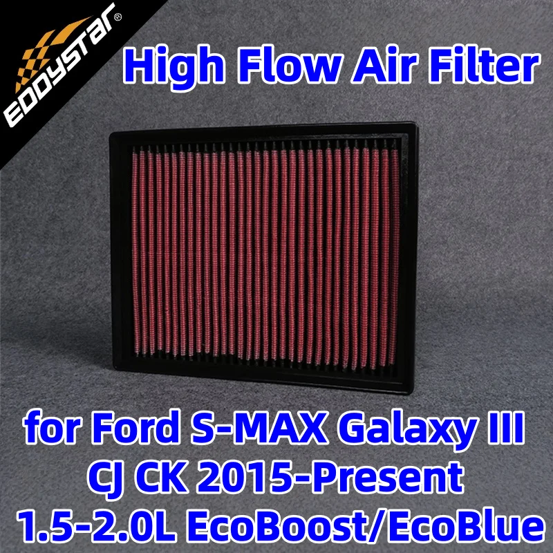 

High Flow Sport Air Filter for Ford S-MAX Galaxy III CJ CK 2015-Present 1.5-2.0L EcoBoost/EcoBlue Washable Racing Intake Filters