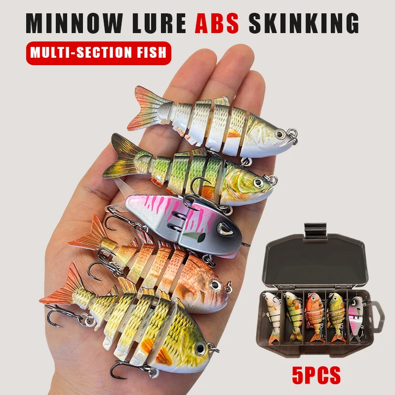 Juego de 5 Señuelos de Pesca Swimbait, Señuelo Balam de 60/70 mm, Señuelo Duro para Pesca en el Mar, Señuelos Articulados Gigantes, Leurre, Leurre Balam