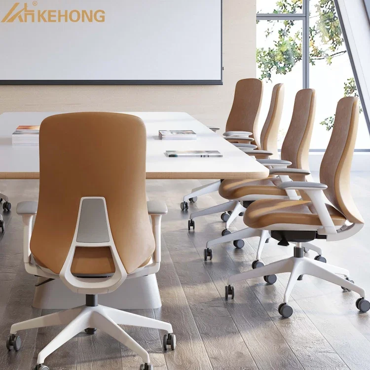 KOHO Meeting Room Leather Office Chair Work Computer Chair Leather Swivel Leather Chair For Office