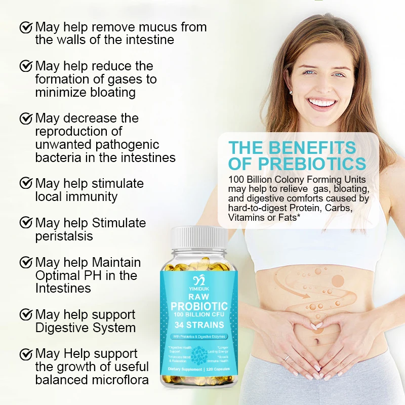 Buy 2 Get 2 Free! Raw Probiotic Capsules, Support Promotes Gut Health, Digestion & Bloating Relief, Overall Vitality, Non-GMO