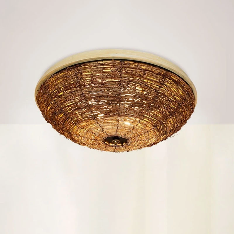 

Японский полукруг ручной работы с плетением лозы, потолочный светильник ваби-саби, проживание в семье, спальня, коридор, дзен, чайная комната, потолочные светильники, художественный декор