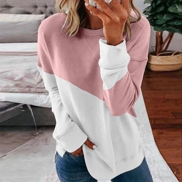 Woman's Tshirts Superior Quality spring/summer O Neck Long Sleeve Color Spell Ladies Top t-shirt Dropshipping WNSH6611