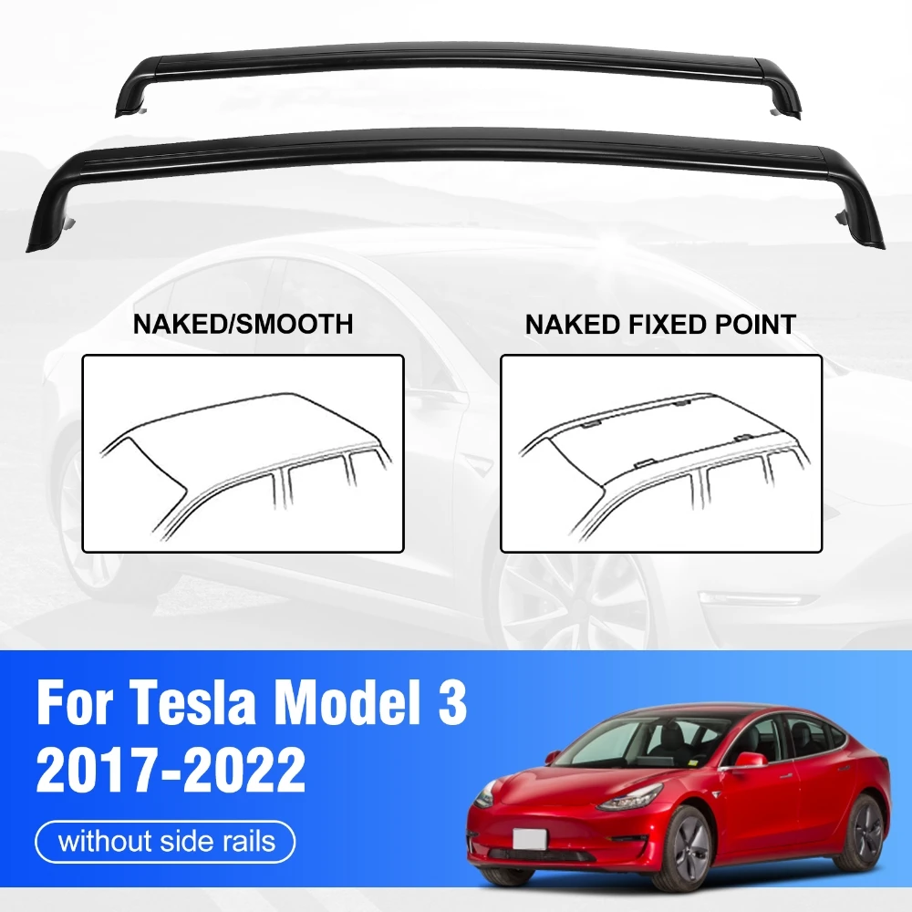 Tesla Model 3 2017-2023 알루미늄 루프 랙 크로스 바 70KG 여행용 수하물 캐리어 랙 홀더 용 하중 베어링 썸네일 5