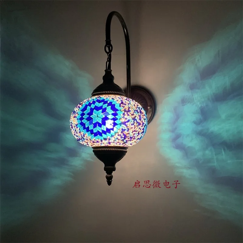 Waterproof Outdoor Mediterranean style Art Deco Turkish Mosaic Wall Lamp Handcrafted mosaic Glass romantic wall light