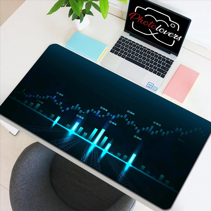 Stock Market Candle Chart Gaming Accessories Keyboard Computer Mouse Pad Speed Pc Cabinet Mousepad Gamer Desk Mat Xxl Large Mice