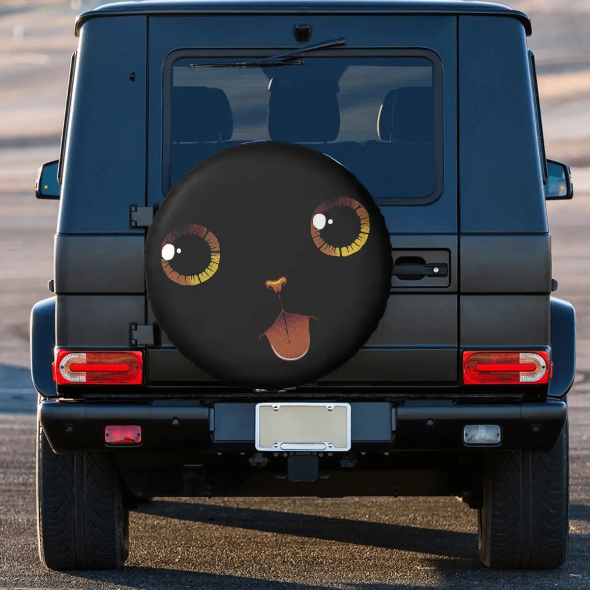 Custom Cute Black Cat Minimalist Tongue By Tobe Fonseca Spare Tire Cover for Jeep SUV RV 4WD Pajero 4x4 Wheel Protector Covers